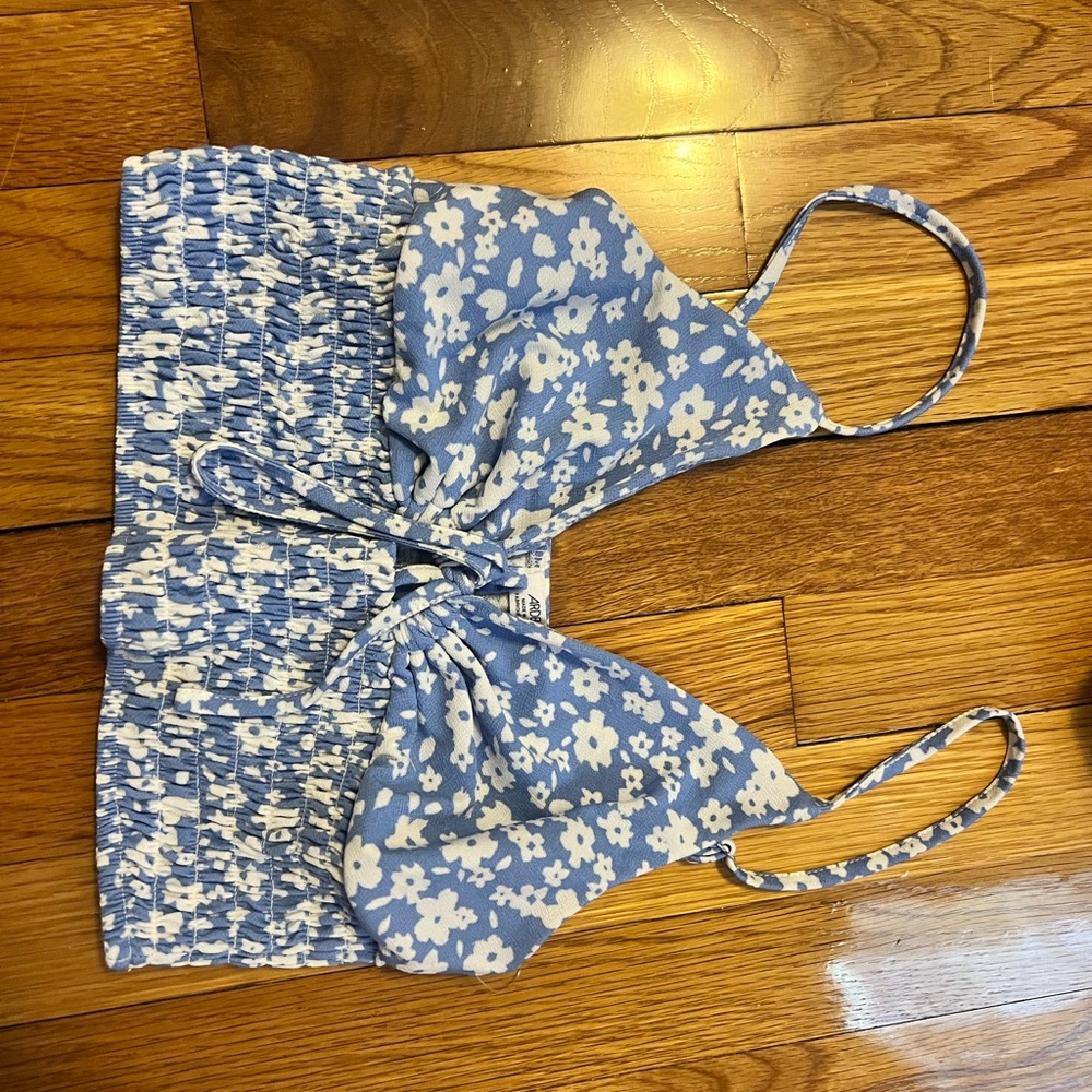 Blue Floral Crop Top